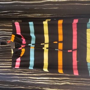 NWOT Beach Covered Up Hooded Lightweight Rainbow  Striped Summer Dress Pockets